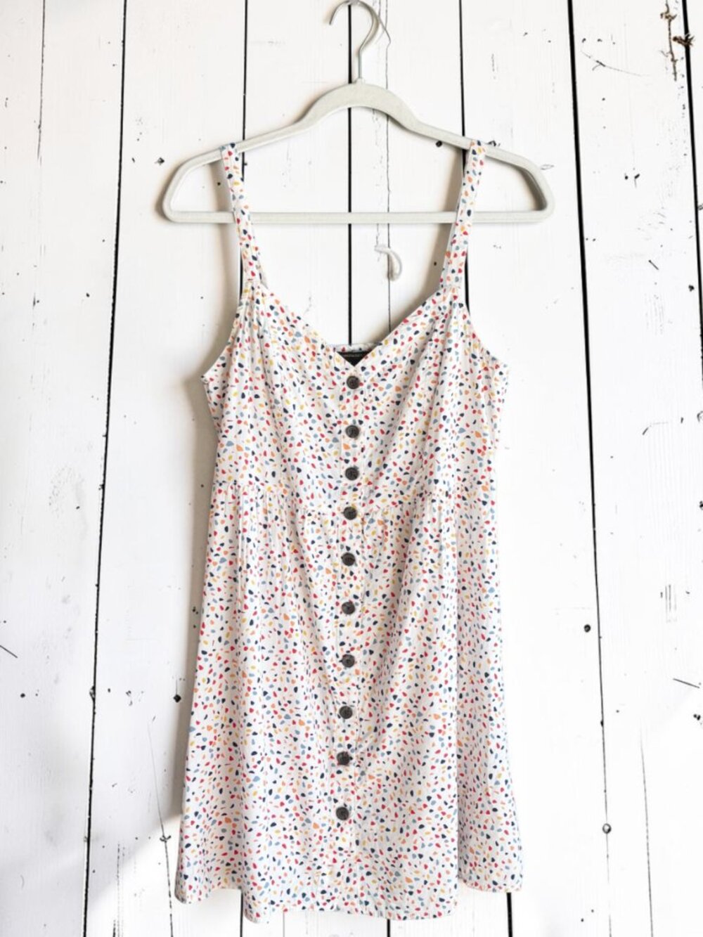 Banana Republic Petite Confetti Print Button Front Sundress Cotton Size Petite